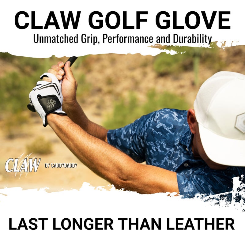 CaddyDaddy Claw Golf Gloves for Men | Flex-Mesh Design for Cool Ventilation | Lasts 3-5 Times Longer Than Leather | Silicone-Web Coating for Maximum Grip | 100% Machine-Washable | White | RH-MED - Image 2